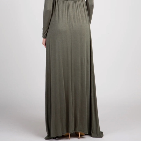 NEW Maternity Maxi Dress - PinkBlush - Off Shoulder - Olive - Picture 10 of 12